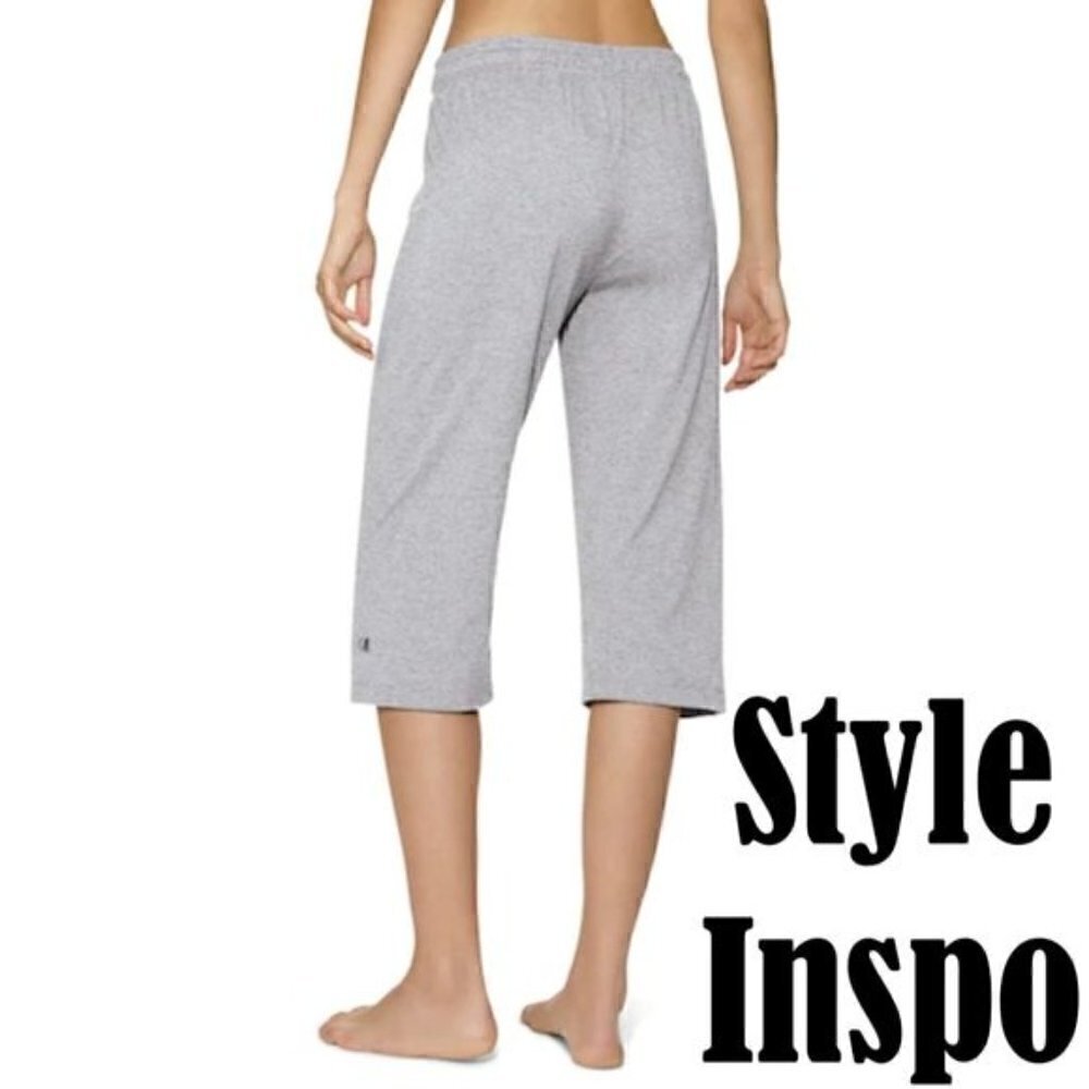 champion Pant M Cropped Lounge Gray Drawstring Ribbed